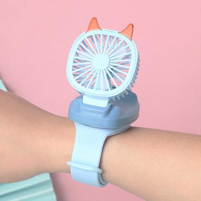 China SEND Portable Colorful Cute Children's Gift Travel Outdoor Air Cooler Wristband Led Clock USB Rechargeable Mini Portable Watch Fans for sale