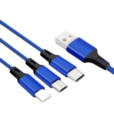 China Etc.electronic Cell Phone Product 5A Customized 3 in 1 Micro Type C Interface Charging Cable Cell Phone 8PIN USB Cable Braided Material Fast Charging USB Cable for sale