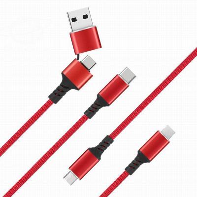 China Multi Function Data Transfer Cable 1200MM 3 In 1 Type-C Micro 8PIN USB Interface OTG Adapter Borrow Function Braided Data Sync Adapter Fast Charging Cable for sale