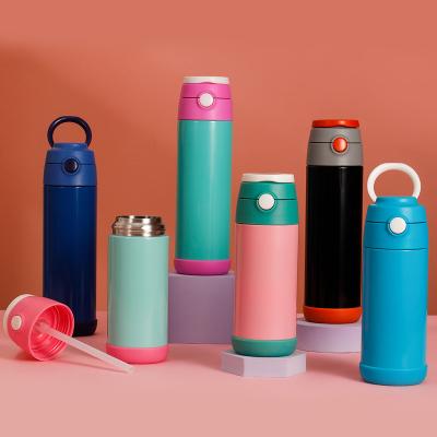 China Sustainable Kids Stainless Steel Water Bottles Water Bottle For Child Double Wall Kids Shape With A Straw for sale