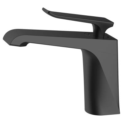 China New Design Wholesale Matt Black Hot Cold Water Handle Copper Body Modern Zinc Alloy Bathroom Brass Basin Faucet for sale