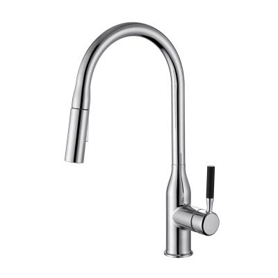 China Modern Gooseneck Deck Mounted Zinc Alloy Hot Cold Water Pull Out Kitchen Sink Faucet With Pull Out Faucet for sale