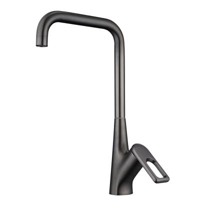 China Hot Cold Water Copper Modern Seven Shaped Body Zinc Hollow Out Brass Handle Kitchen Sink Faucet for sale