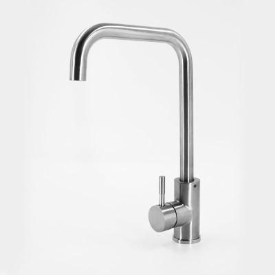 China Modern Steel Ceramic Cartridge 304Stainless Hot Brushed Nickel Cold Water Kitchen Faucet With Single Handle for sale