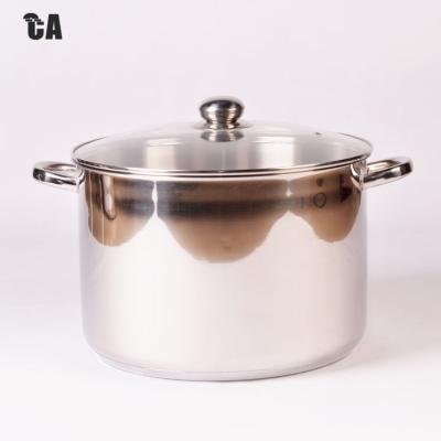 China Sustainable Cooking Pots Kitchen Cookware Stock Stainless Steel Metal Box Cheap Glass Packing Tempered Color for sale