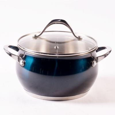 China Sustainable 2 Layer Kitchen Metal Canister Item Restaurant Style Home Sets Stainless Steel Stock Pots With Glass Lid for sale