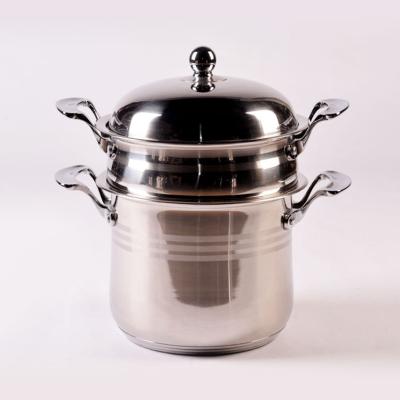 China Sustainable Customized 304 Stainless Steel Logo Style Kitchen Double Deck Steamer With Handle for sale