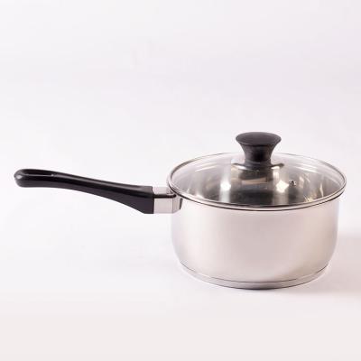 China Viable Factory Wholesale Stainless Steel Milk Pot Sauce Pan Boiled Milk Pot With Glass Lid for sale