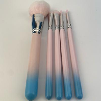 China Angular Blush 5pcs Makeup Brush Set Long Handle Pink 2021 Elegant Handle New Design Makeup Professional Brush Set for sale