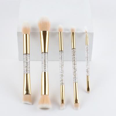 China Angular Blush Amazon Hot Sale 5 Pcs Make Up Tool Gold End Brush Double Luxury Custom Makeup for sale