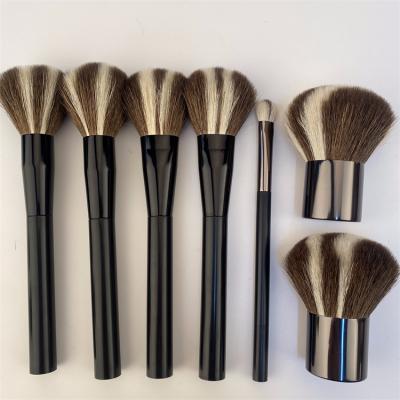 China Angular Blush Private Label Hot Professional Luxury 7 Pieces Make Up Brushes Long Black Handle Makeup Brush Set for sale