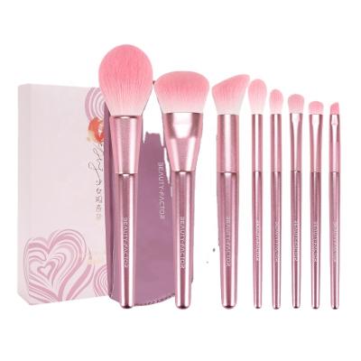 China Best Smudge Brush Personalized 8Pcs Smoky Pink Base Blush Makeup Brush Set With Bag for sale