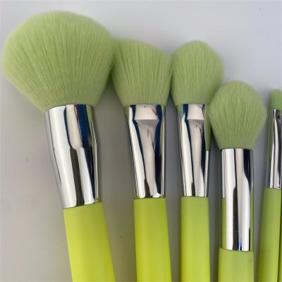 China Angular Blush 6Pcs New Arrival Private Label Makeup Brush Green Cosmetic Wholesale Makeup Brush for sale