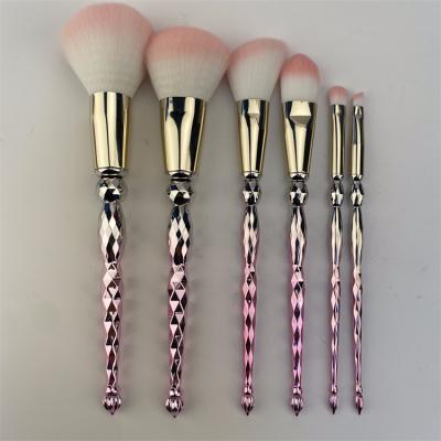 China Angular Blush Professional Fiber 6Pcs Ombre Hair Handmade Make Up Brushes Private Label Makeup Brush Set Wholesalers for sale