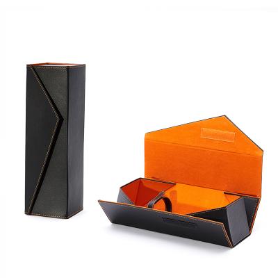 China Black Recyclable Custom Gift Folding Wine Bottle Magnetic Wine Gift Paper Packaging Box for sale