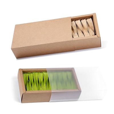 China Recyclable Brown Tea Snack Packing Box Paper Packing Drawer Packaging Boxes Transparent With Window for sale