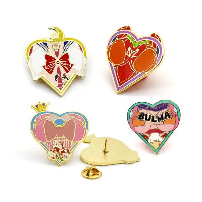 China Wholesale Custom Metal Zinc Alloy Hard Lapel Pins Heart Soft Enamel Pin for sale