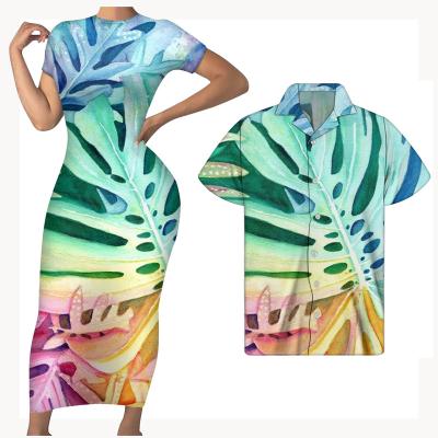 China Women Clothing Dresses Anti-Static Monstera Wedding Party Leaves Copy Sexy Slim Short Nightclub Vestido Dress O Neck Summer Bodycon Dress for sale