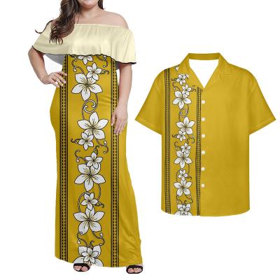 China Anti-Static Off Shoulder Puletasi Style Family Polynesian Fashion Bodycon Dresses Plus Size Hot Sale Holiday Hawaii Easter Dress For Women for sale