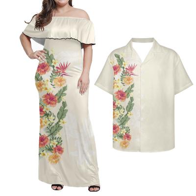 China Plus Size Anti-Static Evening Dress Samoan White Puletasi Designs Off The Shoulder Dresses And Shirts Custom Made Sexy Mens Off Shoulder Dress And Shirt Matching for sale