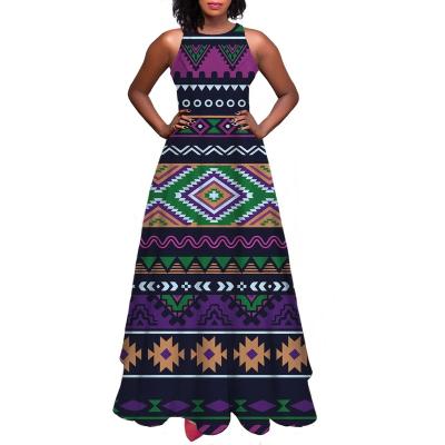 China Fashion African Kente Style Tribal Design Evening Wear Anti-Static Maxi Dresses Casual Long Dresses A Line Sleeveless Sexy Elegant for sale