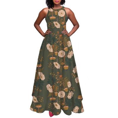 China Vintage Anti-Static Women's Floral Tank Party Evening Dress A Line Sleeveless Dress Fern Print Monstera Maxi Dress For Summer Beach Wear for sale