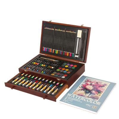 China School Art Stationery Set Customizable Packed in a Wooden Case Three-Layer Painting Set in Wooden Drawing Set SF-104T for sale