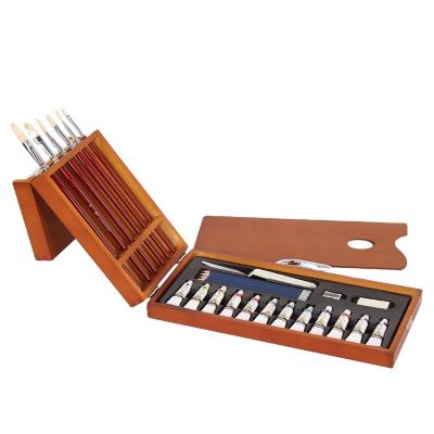 China Customizable School Acrylic Brush 26 Pieces - Wooden Box Art Painting and Drawing Set Oil Paint Set SF-O3616 for sale