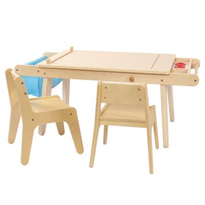 China Traditional Kids Toy Table And Sketch Table Chairs Set With Paper Roll Small Kid Children Furniture for sale