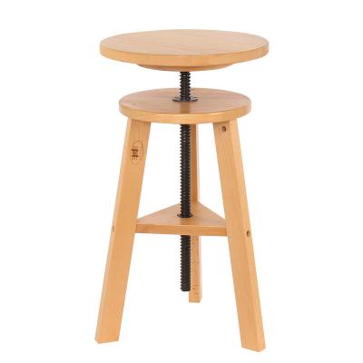 China stool home & Good Quality Height Adjustable Wooden Single Spiral Swivel Ottoman Lifting Stool for sale