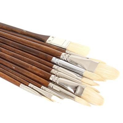 China Acrylic Brush Handle Artist Brush Round Nylon Wooden Paint Brush Set for sale