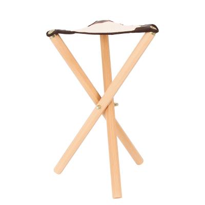 China G-003 Portable Wooden Folding Stool Three Legs Wooden Artist Folding Stool With Saddle Leather Seat for sale