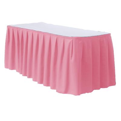 China Washable 100% Polyester Plain Fabric Pleated Wholesale Style Banquet Table Skirts for sale