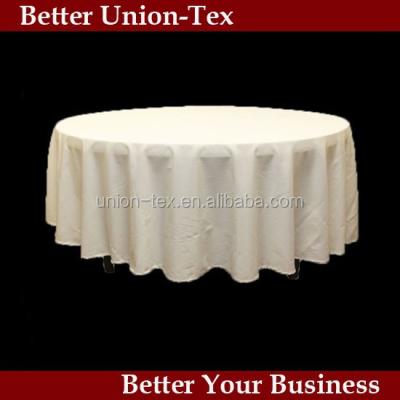 China Wholesale Oilproof White/Ivory Polyester Plain Round Tablecloth For Wedding Or Banquet for sale