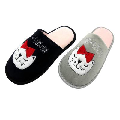 China Lovely Cat Women indoor plush winter home flat bedroom outsole TPR indoor slippers for sale