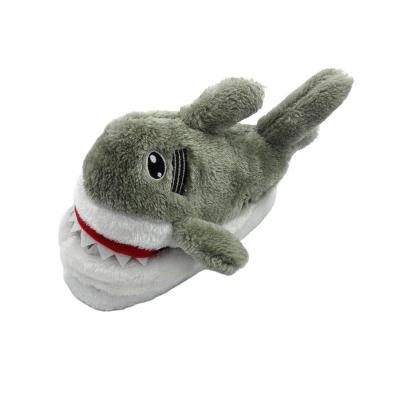 China 3D Cartoon Shark Home Design Kids Anti-skid Indoor Warm Cute Gray Fleece Home Indoor Coral Slippers Shoes Indoor Coral Slippers for sale