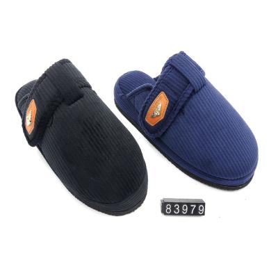 China EVA NAVY/BLACK Men's Indoor Thick Corduroy Single Upper Winter Warm Indoor Slippers for sale