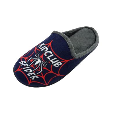 China Sale Winter Kids Indoor PVC Outsole High Quality Warm Soft And Comfortable Spider Print Injection Slipper for sale