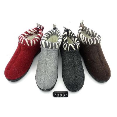 China Hot Selling Plain Color Indoor Warm Wool Felt Shoes Women Shoes PVC Outsole Slipper Injection Home Indoor Shoes for sale