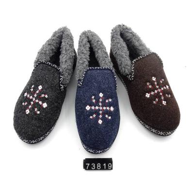 China Hot Selling Plain Color Indoor Warm Wool Felt Shoes Women Shoes PVC Outsole Slipper Injection Home Indoor Shoes for sale