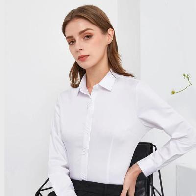 China Women's blouses and shirts anti-pilling sheathed embroidered cotton long for the office for sale