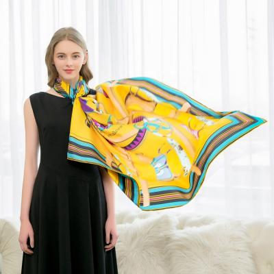 China Square Hang A Head Scarf Oversize Soft Silk Twill Scarf Oversized Soft Real Silk Scarf 140*140cm Pure Silk Women's Shawl 140*140cm Momme Shawl Beach Wrap for sale