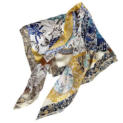 China Sand Square Wash Soften 18 momme Beach Shawl Oversized Soft Silk Twill Wrap Scarf Real Pure Silk Scarf 140*140cm Women's Head Scarf for sale