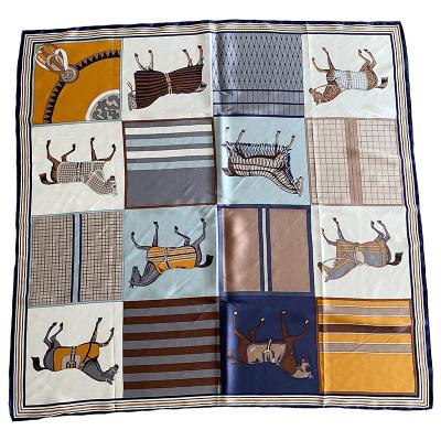 China Horse Silk Scarf Square Graphics 90*90cm Large Squares For Female Mulberry Scarf Fashion Headband 100% Pure Silk Silk for sale