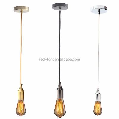 China Screw Ceiling Vintage E27 Pendant Screw Types Bulb Light Lamp Holder With Wire Rope for sale