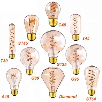 China Home/house /decoration 2019 hot sale lamp globe e27 product antique curv led soft spiral flexible filament bulb for sale