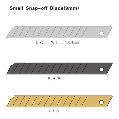 China 9 Mm Gold Black Snap Cut Off Blades 9mm Single Edge Snap-Up Blade for sale