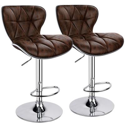 China Wholesale Modern Hot Sale Modern PU Bar Stools Leather Upholstered Barstool Adjustable Bar Chair for sale