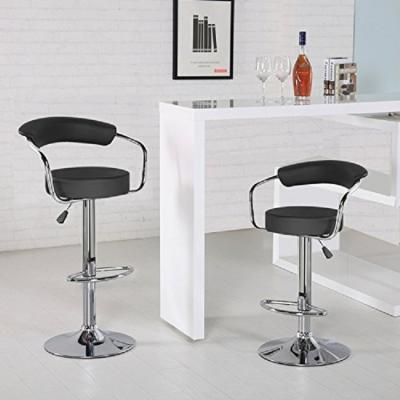 China New Design Modern PU Leather Adjustable Chrome Swivel Bar Stool Bar Umpire Chair With Backrest for sale