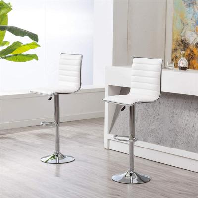 China New Design Modern White PU Leather Back Bar Stools Natural Height Adjustable Swivel Bar Chair High With Foot Rest for sale